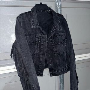 SHEIN Black fringe Jean jacket Women’s
